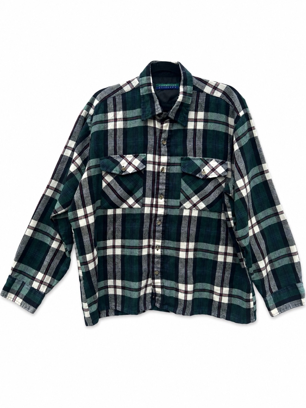 Claybrooke Outdoors Plaid Flannel Shirt Jacket Men’s XL Green Blue